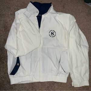 Men's White Windbreaker with Navy Details